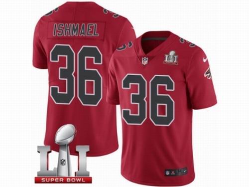 Youth Nike Atlanta Falcons #36 Kemal Ishmael Limited Red Rush Super Bowl LI 51 Jersey