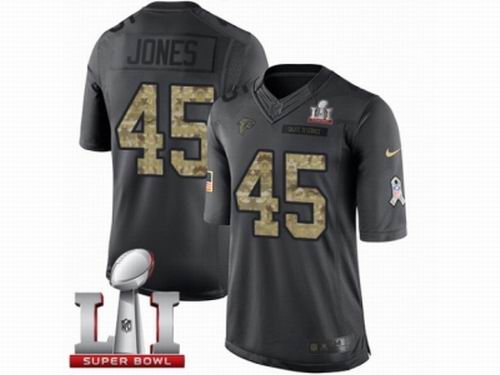 Youth Nike Atlanta Falcons #45 Deion Jones Limited Black 2016 Salute to Service Super Bowl LI 51 Jersey