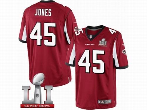 Youth Nike Atlanta Falcons #45 Deion Jones Limited Red Team Color Super Bowl LI 51 Jersey