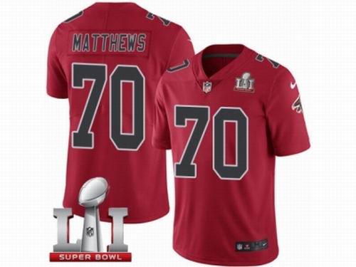 Youth Nike Atlanta Falcons #70 Jake Matthews Limited Red Rush Super Bowl LI 51 Jersey