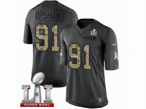 Youth Nike Atlanta Falcons #91 Courtney Upshaw Limited Black 2016 Salute to Service Super Bowl LI 51 Jersey