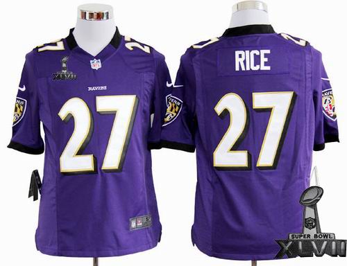 Youth Nike Baltimore Ravens #27 Ray Rice purple game 2013 Super Bowl XLVII Jersey
