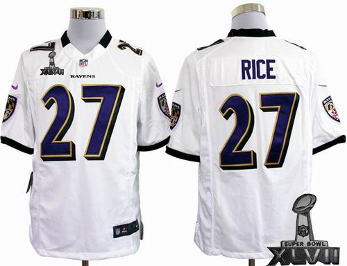 Youth Nike Baltimore Ravens #27 Ray Rice white game 2013 Super Bowl XLVII Jersey