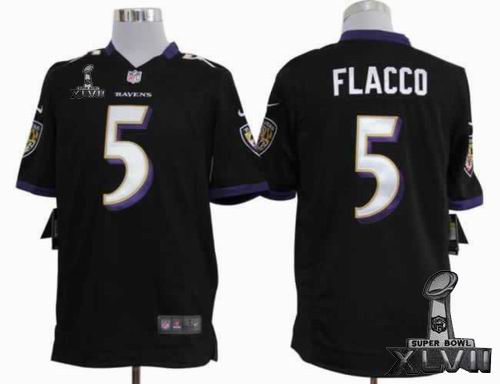 Youth Nike Baltimore Ravens #5 Joe Flacco black game 2013 Super Bowl XLVII Jersey