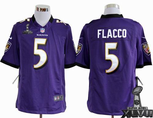 Youth Nike Baltimore Ravens #5 Joe Flacco purple game 2013 Super Bowl XLVII Jersey