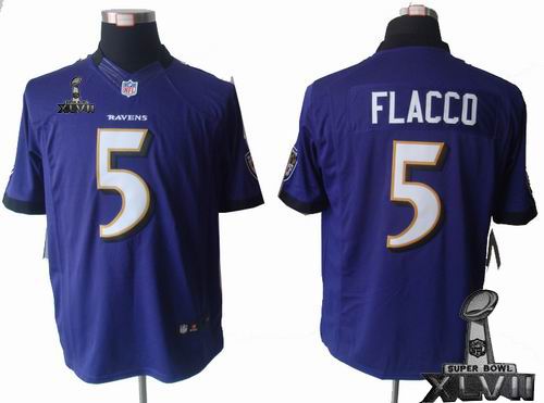 Youth Nike Baltimore Ravens #5 Joe Flacco purple limited 2013 Super Bowl XLVII Jersey