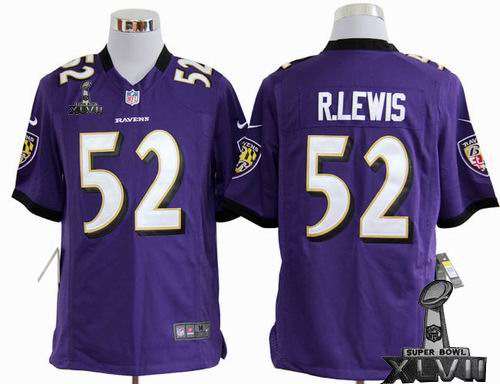 Youth Nike Baltimore Ravens #52 Ray Lewis purple game 2013 Super Bowl XLVII Jersey