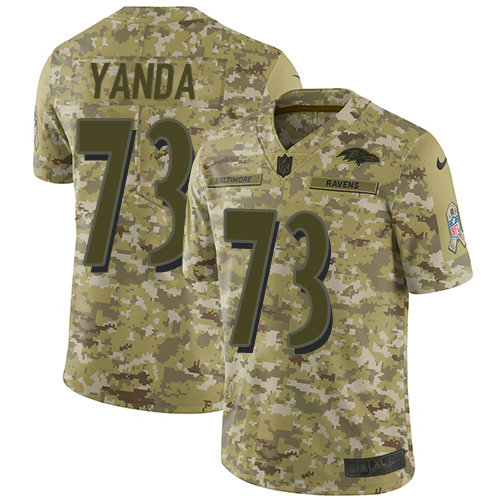 Youth Nike Baltimore Ravens #73 Marshal Yanda Camo Stitched NFL Limited 2018 Salute to Service Jersey