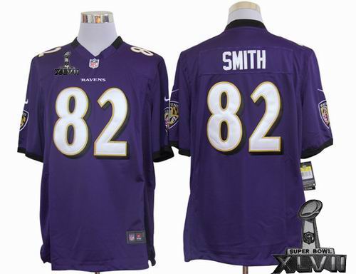Youth Nike Baltimore Ravens #82 Torrey Smith purple game 2013 Super Bowl XLVII Jersey