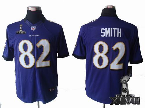 Youth Nike Baltimore Ravens #82 Torrey Smith purple limited 2013 Super Bowl XLVII Jersey
