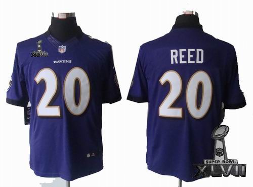 Youth Nike Baltimore Ravens 20# Ed Reed purple limited 2013 Super Bowl XLVII Jersey