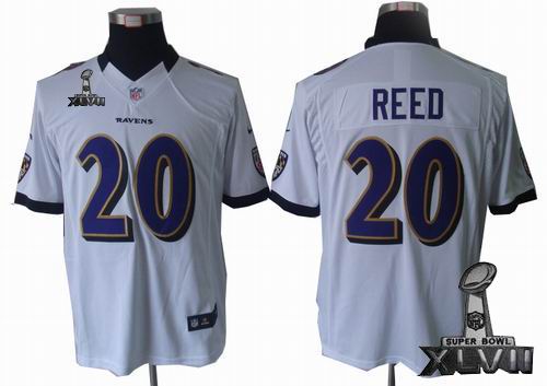 Youth Nike Baltimore Ravens 20# Ed Reed white limited 2013 Super Bowl XLVII Jersey