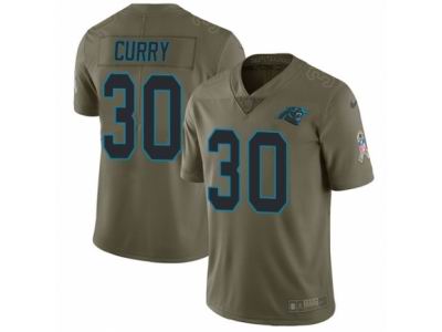 Youth Nike Carolina Panthers #30 Stephen Curry Limited Olive 2017 Salute to Service NFL Jersey