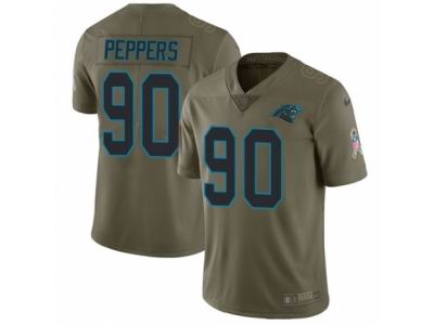 Youth Nike Carolina Panthers #90 Julius Peppers Limited Olive 2017 Salute to Service NFL Jersey