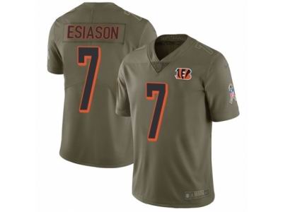 Youth Nike Cincinnati Bengals #7 Boomer Esiason Limited Olive 2017 Salute to Service NFL Jersey