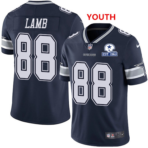 Youth Nike Cowboys #88 CeeDee Lamb Navy Blue Team Color With Established In 1960 Patch NFL Vapor Untouchable Limited Jersey
