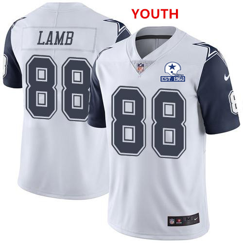 Youth Nike Cowboys #88 CeeDee Lamb Rush With Established In 1960 Patch Jersey