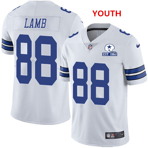 Youth Nike Cowboys #88 CeeDee Lamb White Color With Established In 1960 Patch NFL Vapor Untouchable Limited Jersey