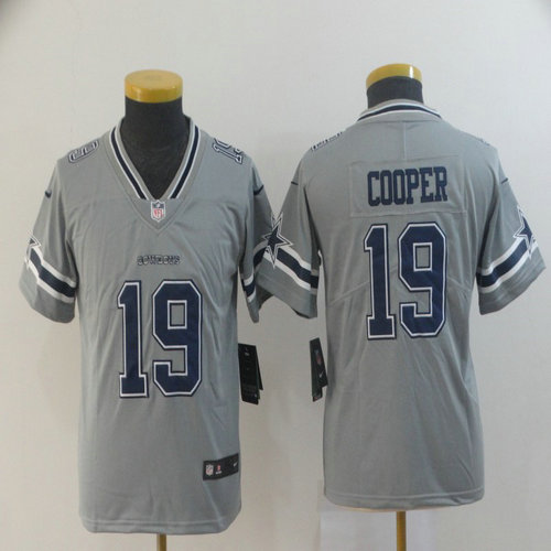 Youth Nike Cowboys 19 Amari Cooper Gray Youth Inverted Legend Limited Jersey