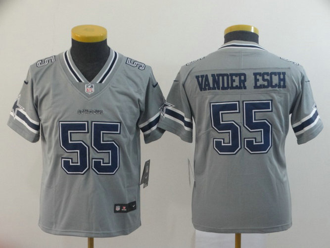 Youth Nike Cowboys 55 Leighton Vander Esch Gray Youth Inverted Legend Limited Jersey