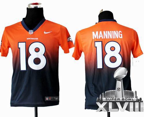 Youth Nike Denver Broncos #18 Peyton Manning Elite Drift II Fashion 2014 Super bowl XLVIII(GYM) Jersey