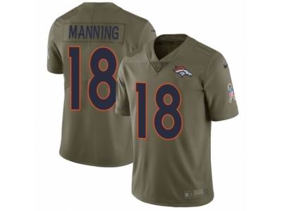 Youth Nike Denver Broncos #18 Peyton Manning Limited Olive 2017 Salute to Service NFL Jersey