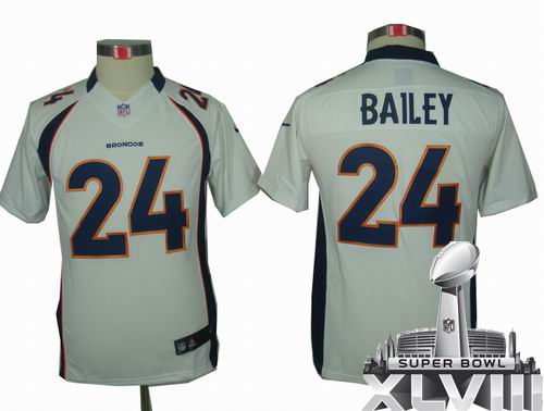 Youth Nike Denver Broncos #24 Champ Bailey white Limited 2014 Super bowl XLVIII(GYM) Jersey