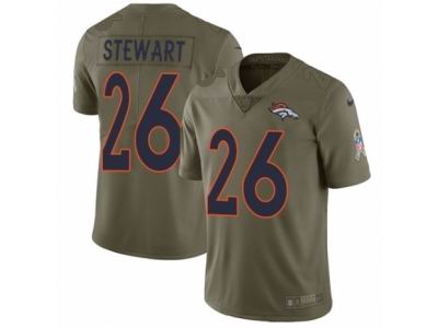 Youth Nike Denver Broncos #26 Darian Stewart Limited Olive 2017 Salute to Service NFL Jersey