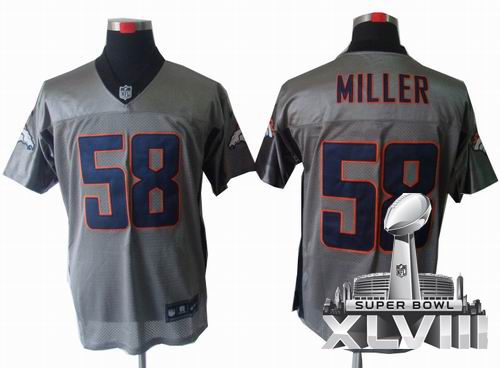 Youth Nike Denver Broncos #58 Von Miller Gray shadow elite 2014 Super bowl XLVIII(GYM) Jersey