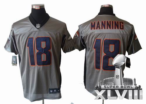 Youth Nike Denver Broncos 18# Peyton Manning Gray shadow 2014 Super bowl XLVIII(GYM) Jersey