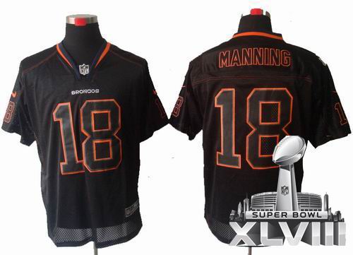Youth Nike Denver Broncos 18# Peyton Manning Lights Out Black elite 2014 Super bowl XLVIII(GYM) Jersey