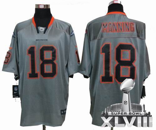 Youth Nike Denver Broncos 18# Peyton Manning Lights Out grey elite 2014 Super bowl XLVIII(GYM) Jersey