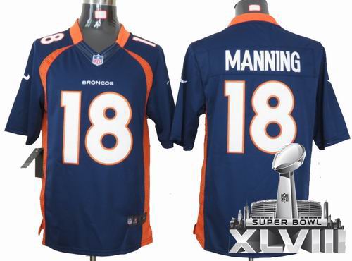 Youth Nike Denver Broncos 18# Peyton Manning blue Limited 2014 Super bowl XLVIII(GYM) Jersey