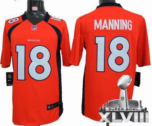 Youth Nike Denver Broncos 18# Peyton Manning orange Limited 2014 Super bowl XLVIII(GYM) Jersey