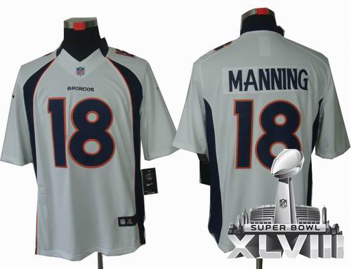 Youth Nike Denver Broncos 18# Peyton Manning white Limited 2014 Super bowl XLVIII(GYM) Jersey