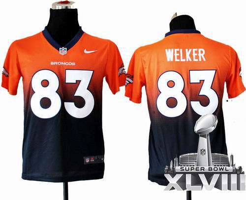 Youth Nike Denver Broncos 83 Wes Welker Elite Drift II Fashion 2014 Super bowl XLVIII(GYM) Jersey