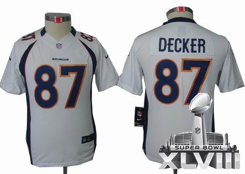 Youth Nike Denver Broncos 87# Eric Decker white Limited 2014 Super bowl XLVIII(GYM) Jersey