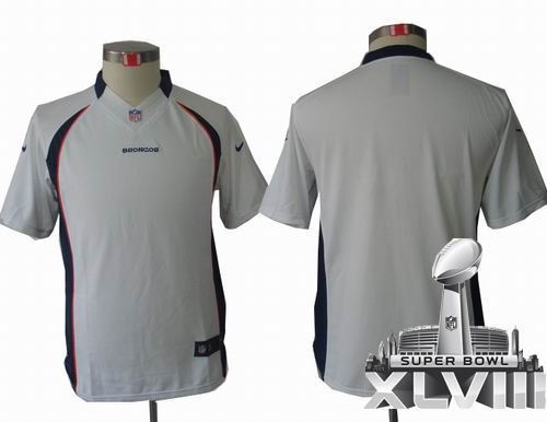 Youth Nike Denver Broncos blank white Limited 2014 Super bowl XLVIII(GYM) Jersey