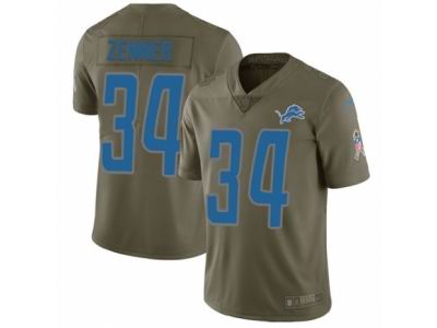Youth Nike Detroit Lions #34 Zach Zenner Limited Olive 2017 Salute to Service NFL Jersey