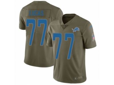Youth Nike Detroit Lions #77 Cornelius Lucas Limited Olive 2017 Salute to Service NFL Jersey
