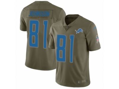 Youth Nike Detroit Lions #81 Calvin Johnson Limited Olive 2017 Salute to Service NFL Jersey