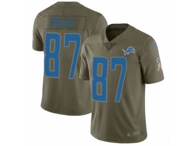 Youth Nike Detroit Lions #87 Darren Fells Limited Olive 2017 Salute to Service NFL Jersey