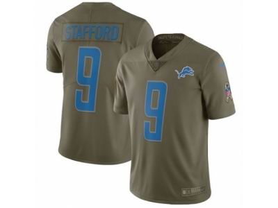 Youth Nike Detroit Lions #9 Matthew Stafford Limited Olive 2017 Salute to Service NFL Jersey