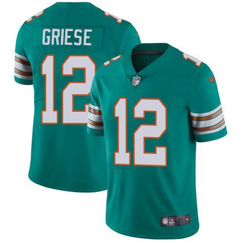 Youth Nike Dolphins #12 Bob Griese Aqua Green Alternate  Vapor Untouchable Limited Jersey