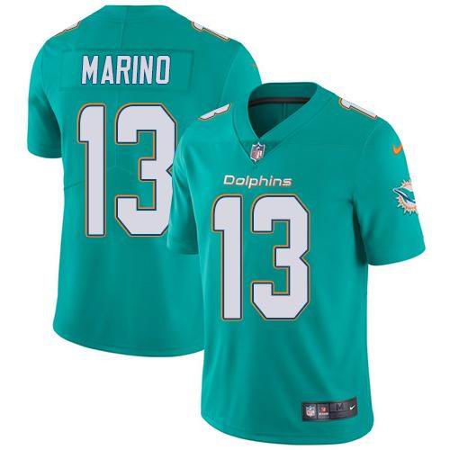 Youth Nike Dolphins #13 Dan Marino Aqua Green Team Color  Vapor Untouchable Limited Jersey