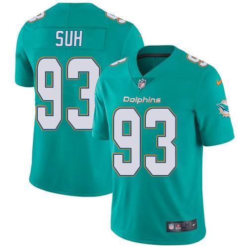 Youth Nike Dolphins #93 Ndamukong Suh Aqua Green Team Color  Vapor Untouchable Limited Jersey