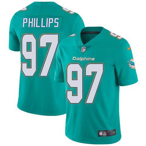 Youth Nike Dolphins #97 Jordan Phillips Aqua Green Team Color  Vapor Untouchable Limited Jersey