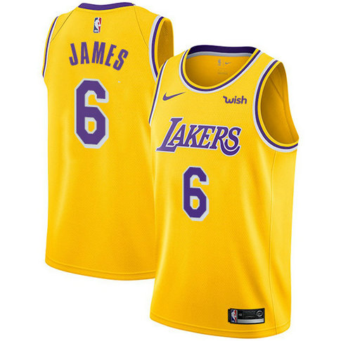 Youth Nike Lakers #6 LeBron James Gold Youth NBA Swingman Icon Edition Jersey