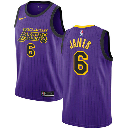 Youth Nike Lakers #6 LeBron James Purple Youth NBA Swingman City Edition 2018 19 Jersey