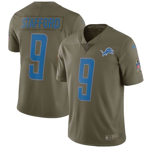 Youth Nike Lions #9 Matthew Stafford Olive NFL Limited 2017 Salute To Service Jersey